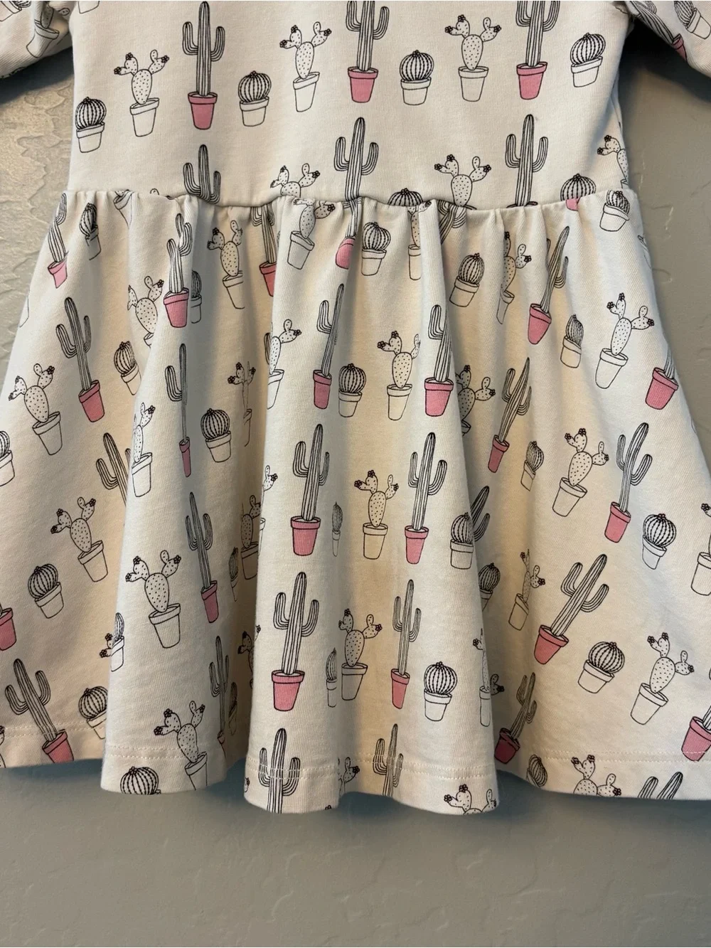 Monica + Andy white black pink cactus print let's dance dress size 12-18 months